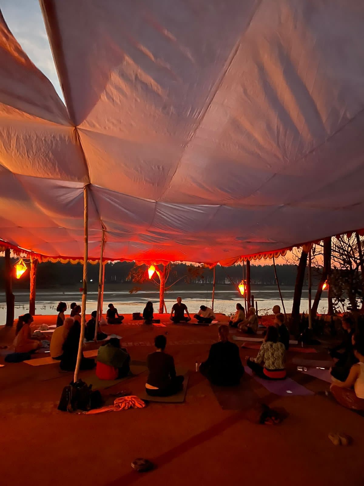 The Flow Fest community in nature, practicing mindful movement